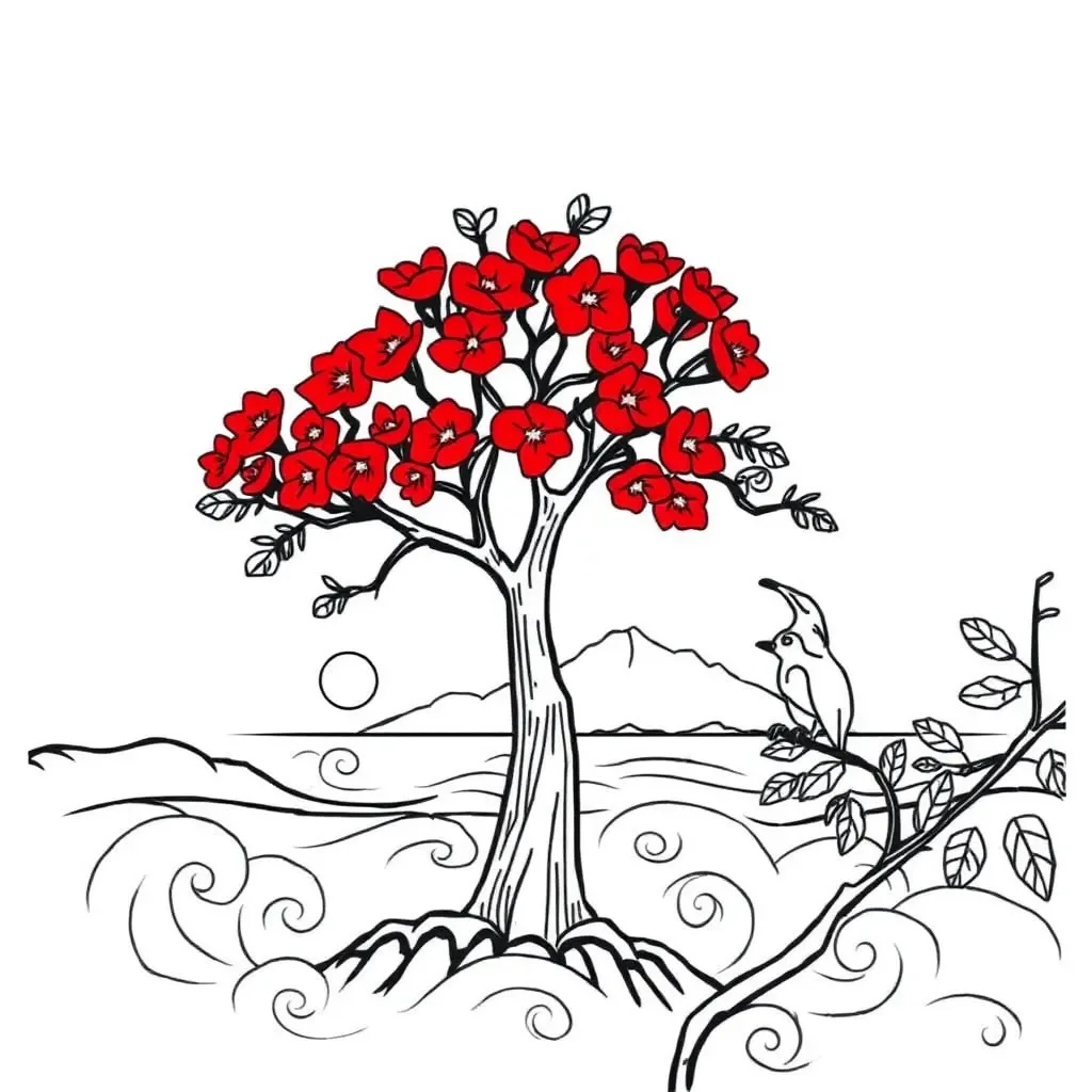 Pōhutukawa Christmas performance illustration