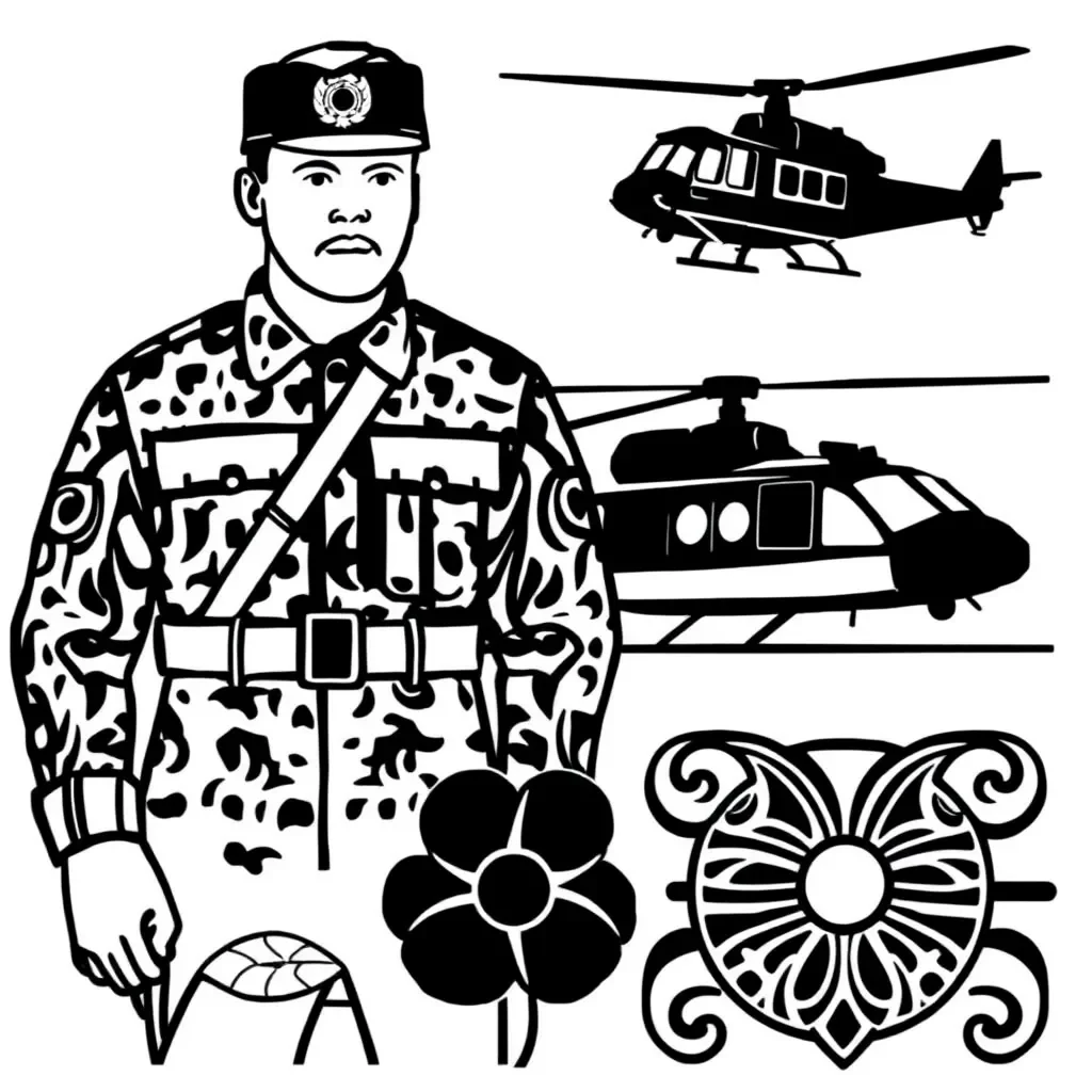 Military vocabulary illustration