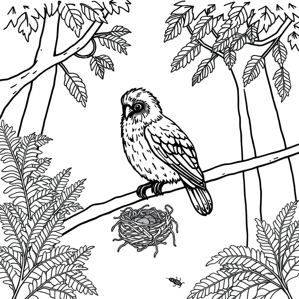Ruru owl in native New Zealand forest