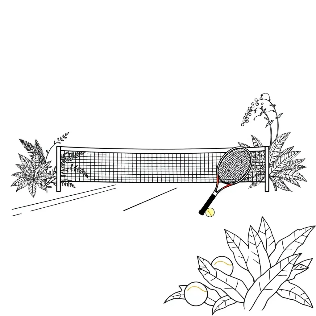Tennis racket and ball illustration