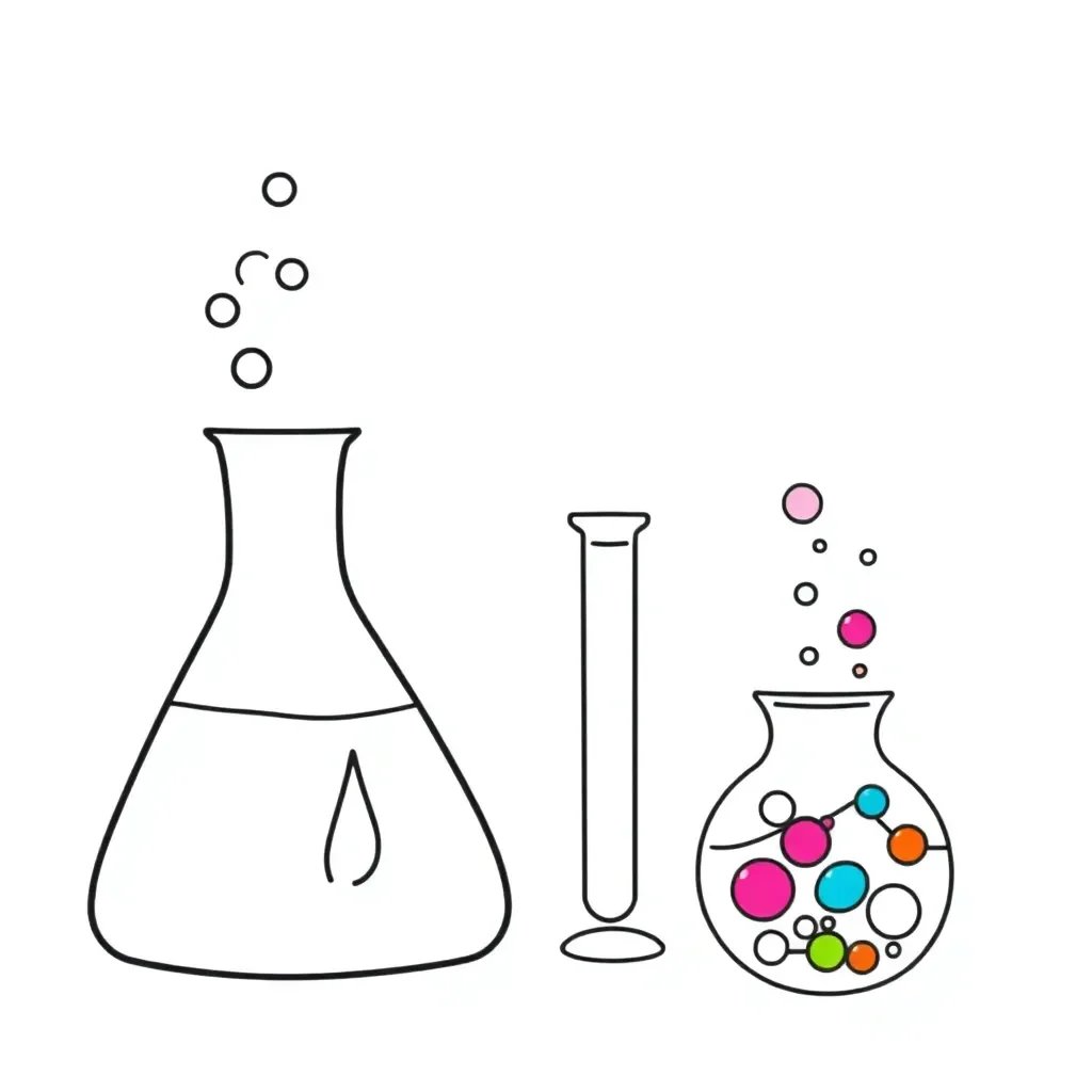 Chemical reaction with bubbles and colour change