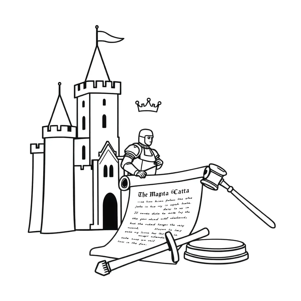 Medieval crown and castle illustration