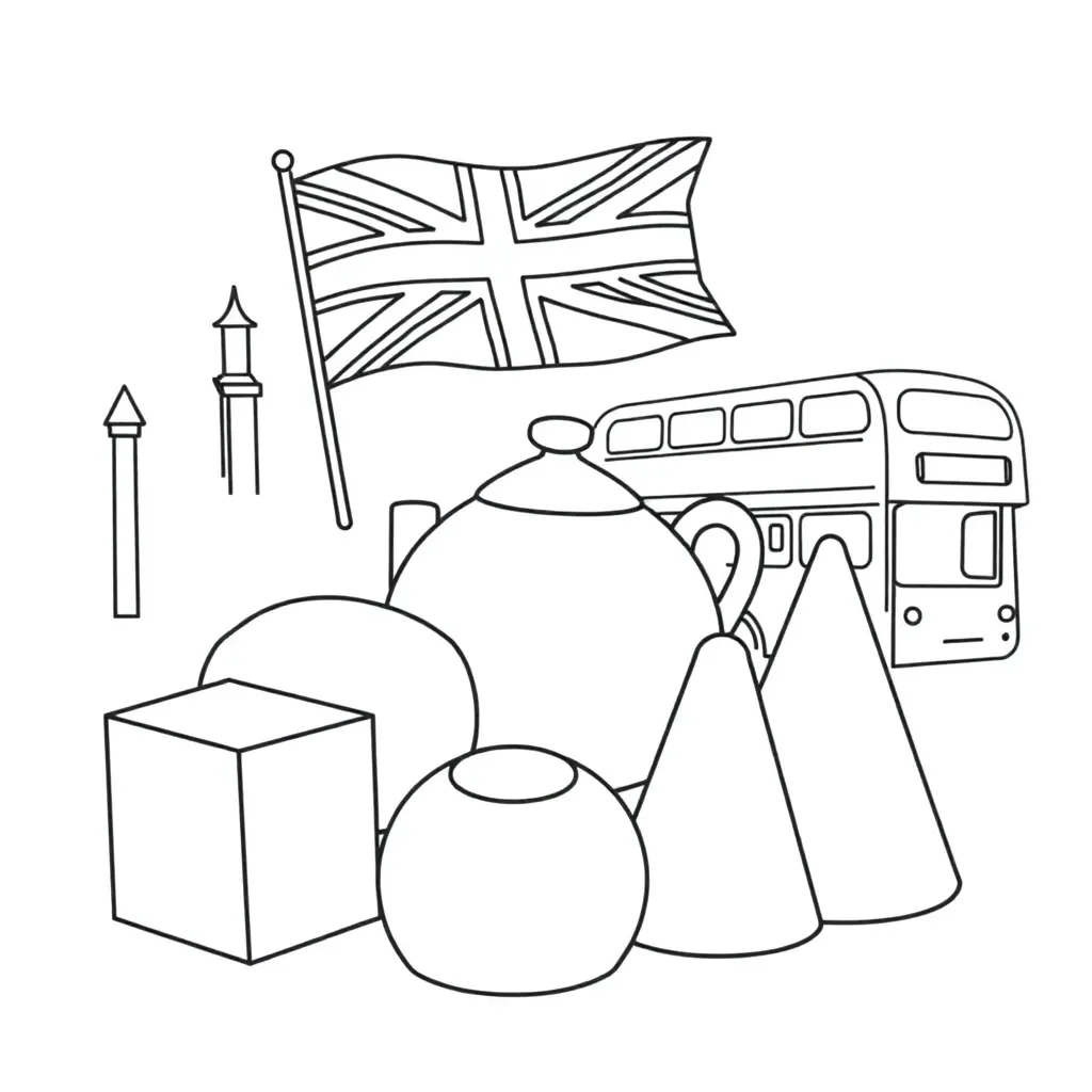 Various 3D shapes including cube, sphere, cylinder, and pyramid
