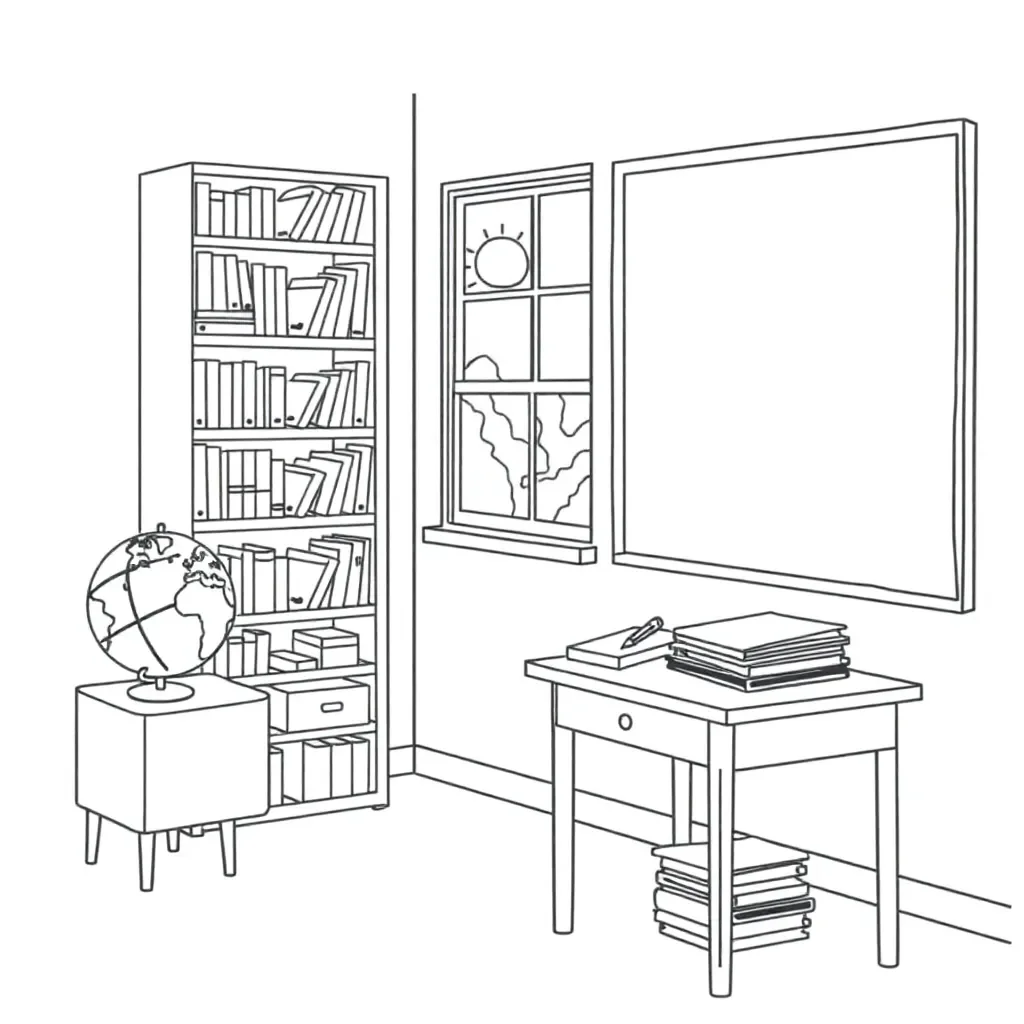 Book with story elements illustration