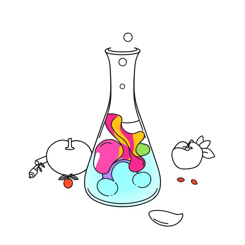 Science beakers with different mixtures and solutions