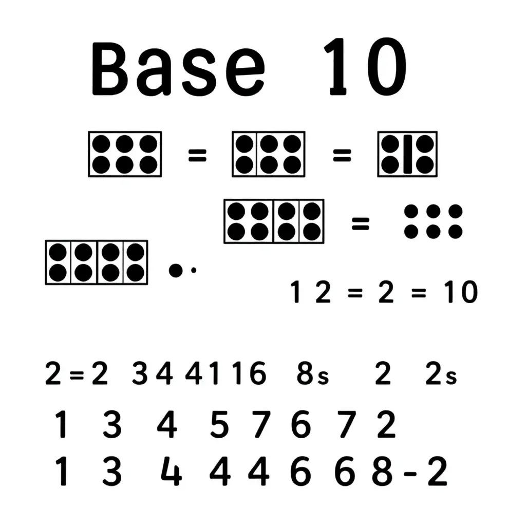 Base 10 blocks showing tens and ones