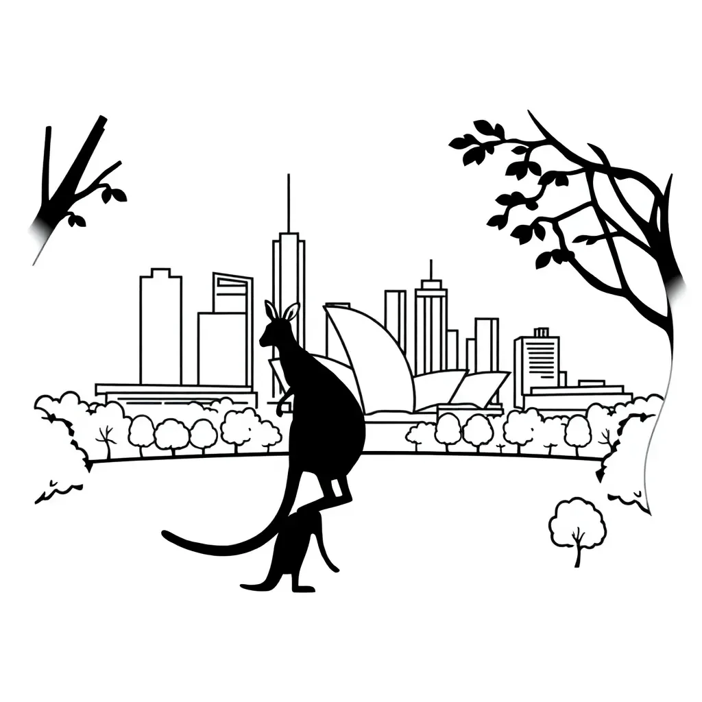 City skyline with natural landscape