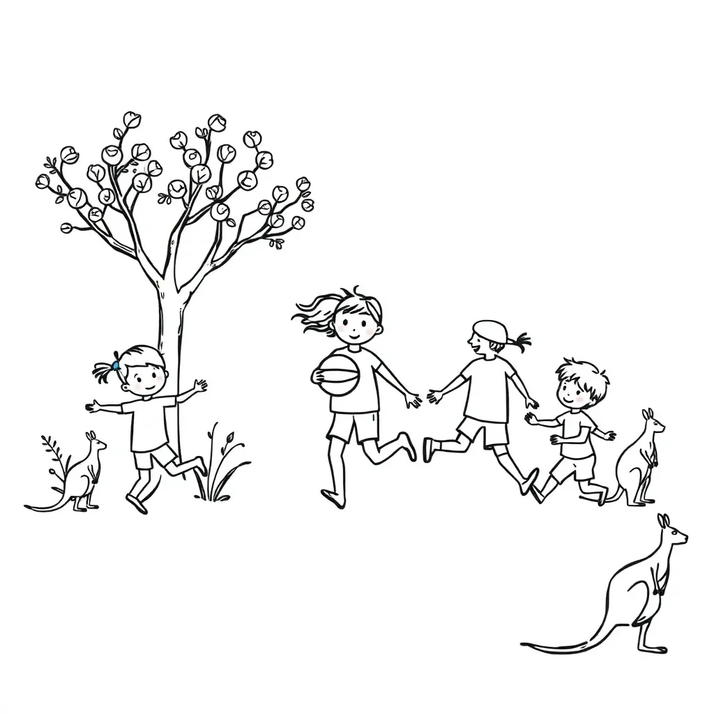 Children playing and moving their bodies