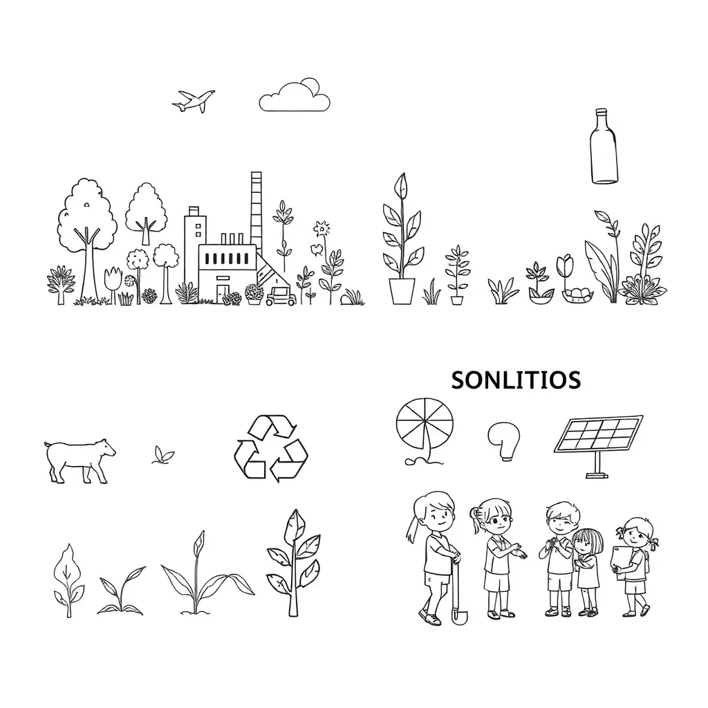 Diverse wildlife illustration showing various animals and plants