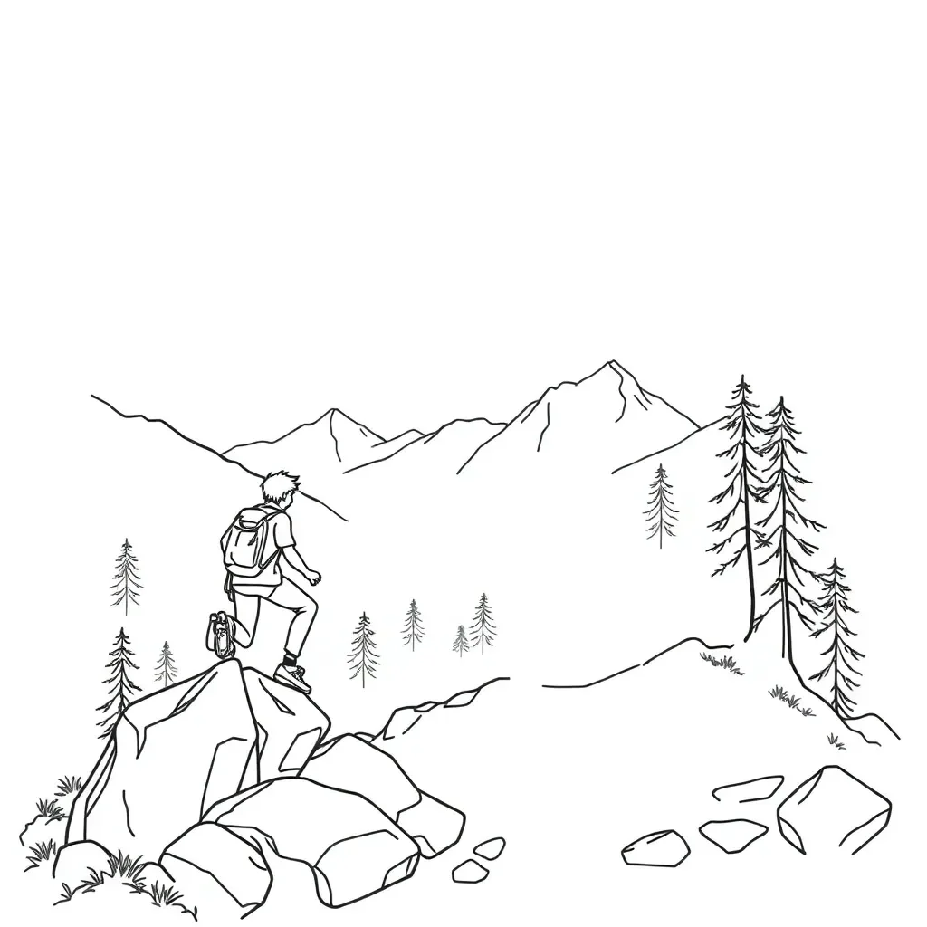 Mountain climbing scene