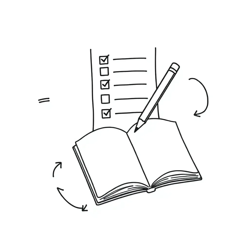 Paper airplane and writing materials