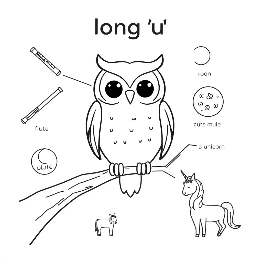 Student reading with long U words