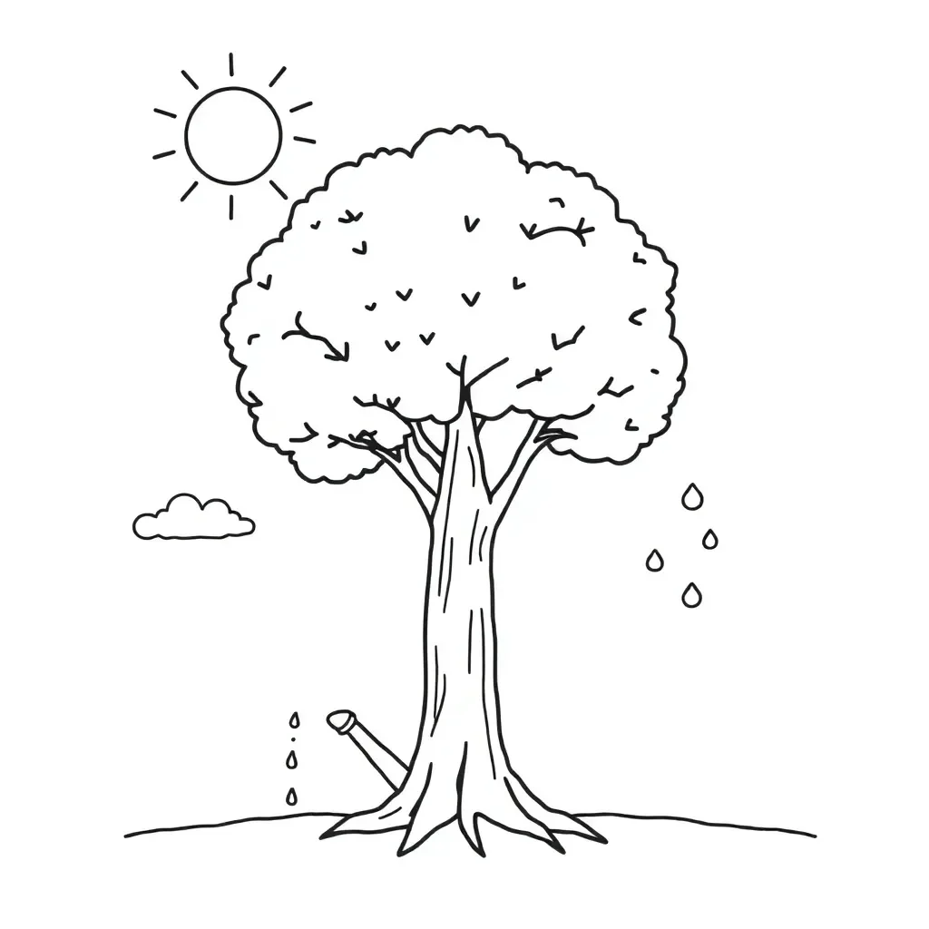 Plant with sun and leaves illustration