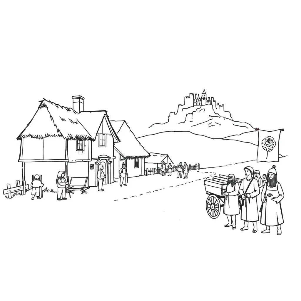 Medieval peasants working in fields