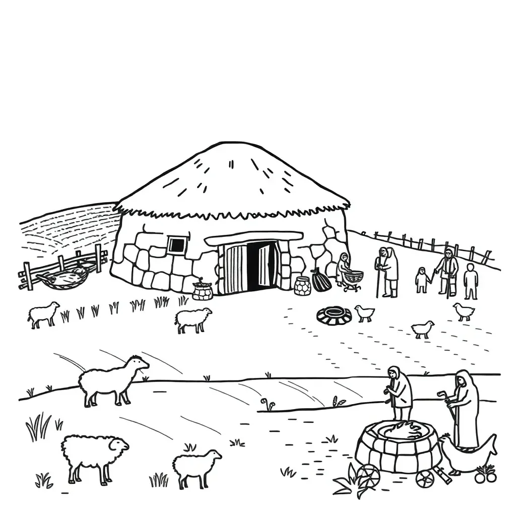 Neolithic settlement illustration