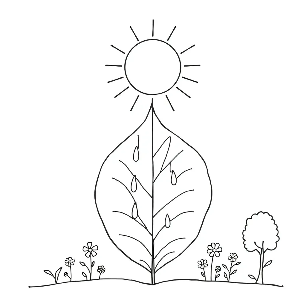 Plant with sunlight and energy flow diagram