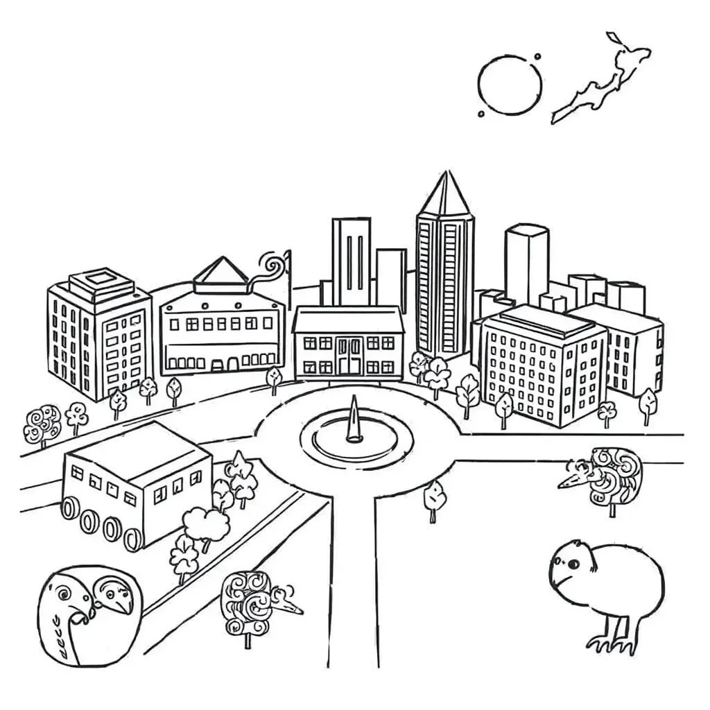 Urban city layout with geometric shapes
