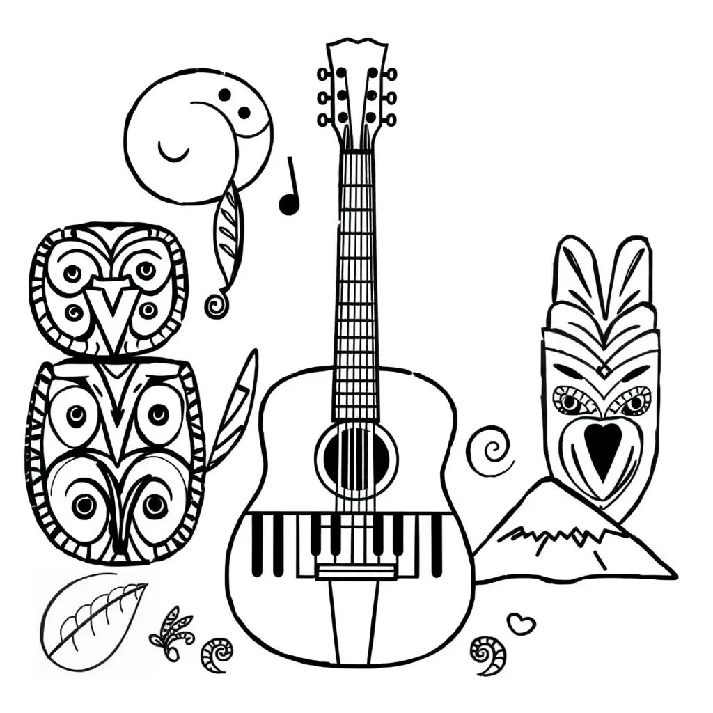 Musical chords and keyboard illustration