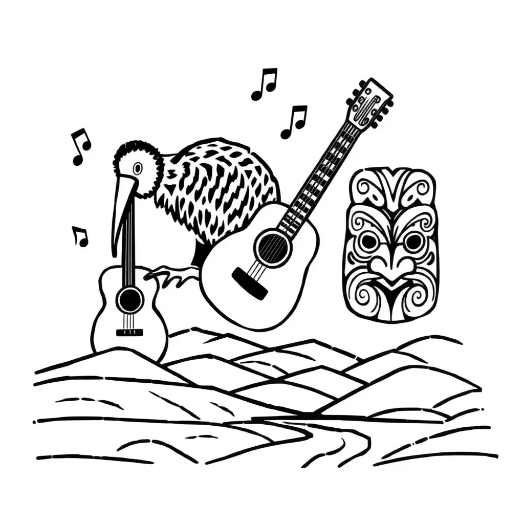 Musical notes and microphone illustration