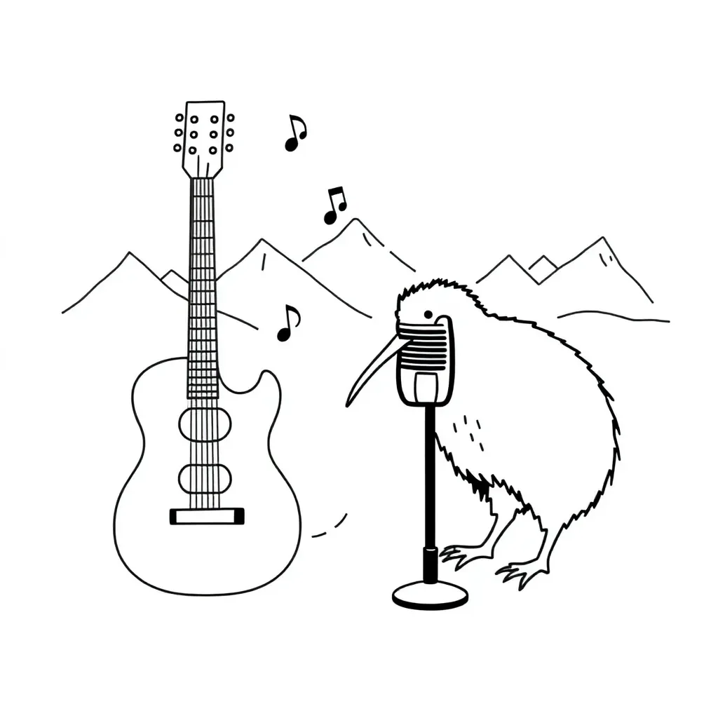 Musical notes and microphone illustration