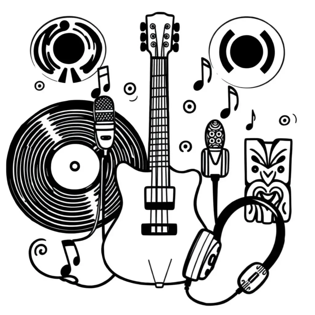 Musical notes and genres illustration