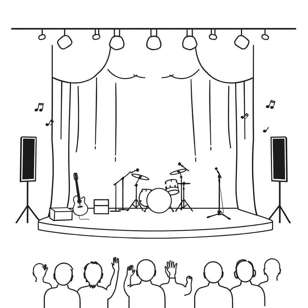 Musical notes and microphone illustration