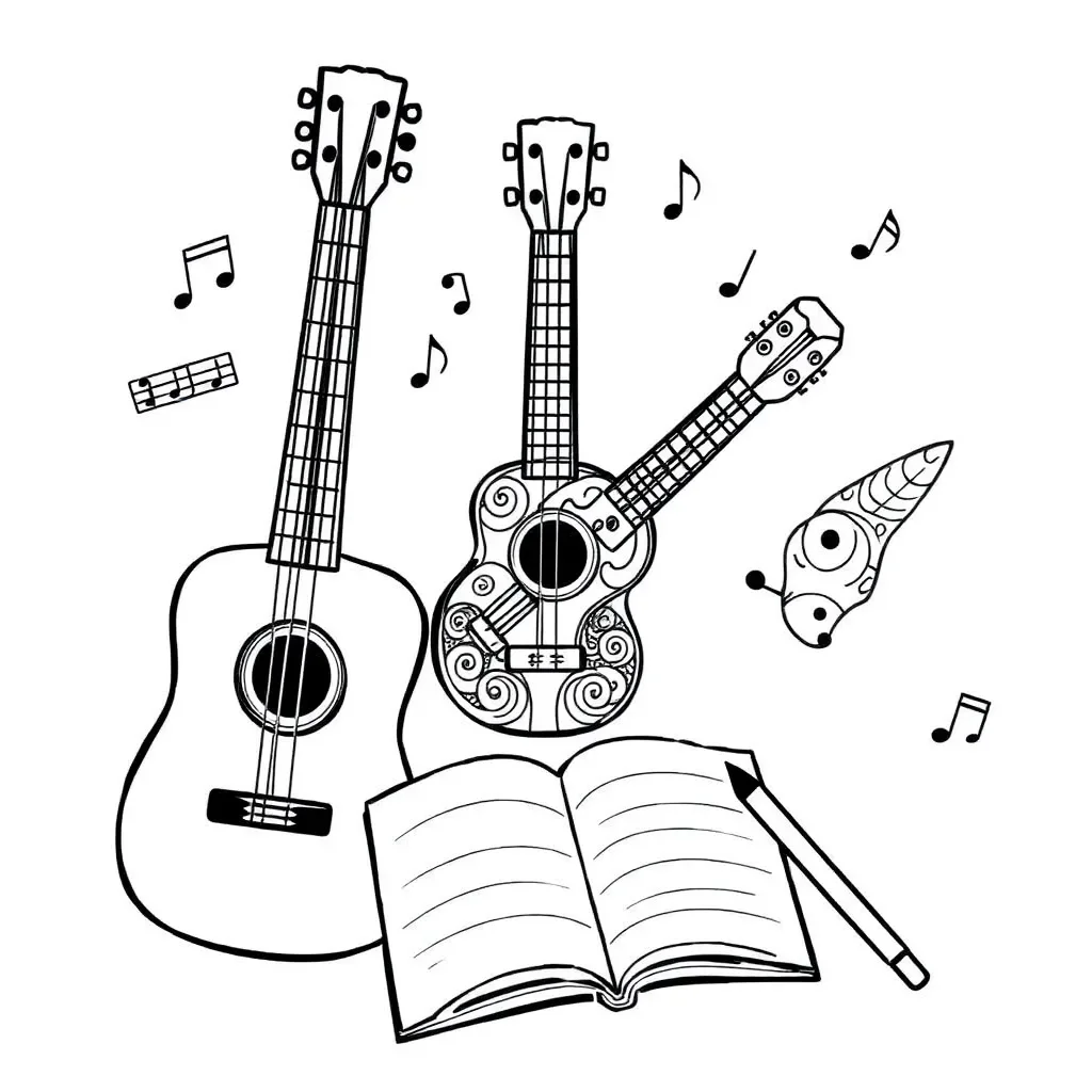 Musical notes and songbook illustration
