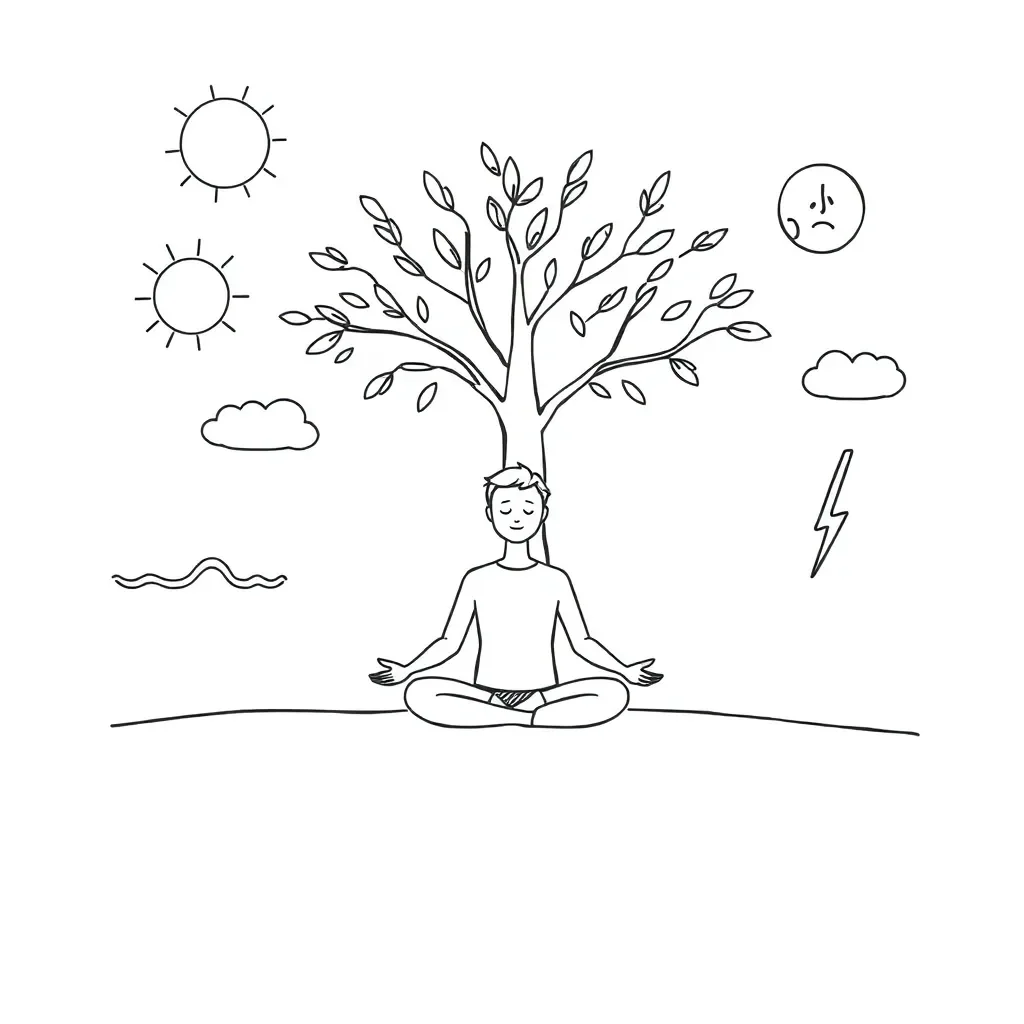 Brain with calming elements illustration