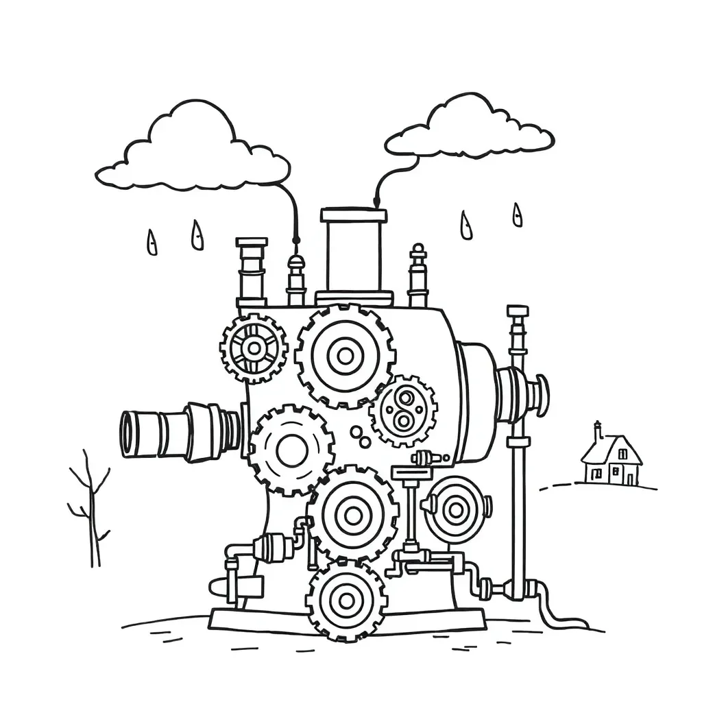 Mechanical gears and machines illustration