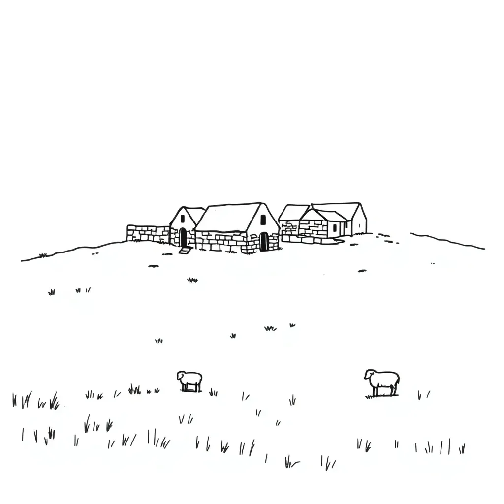 Stone Age village illustration