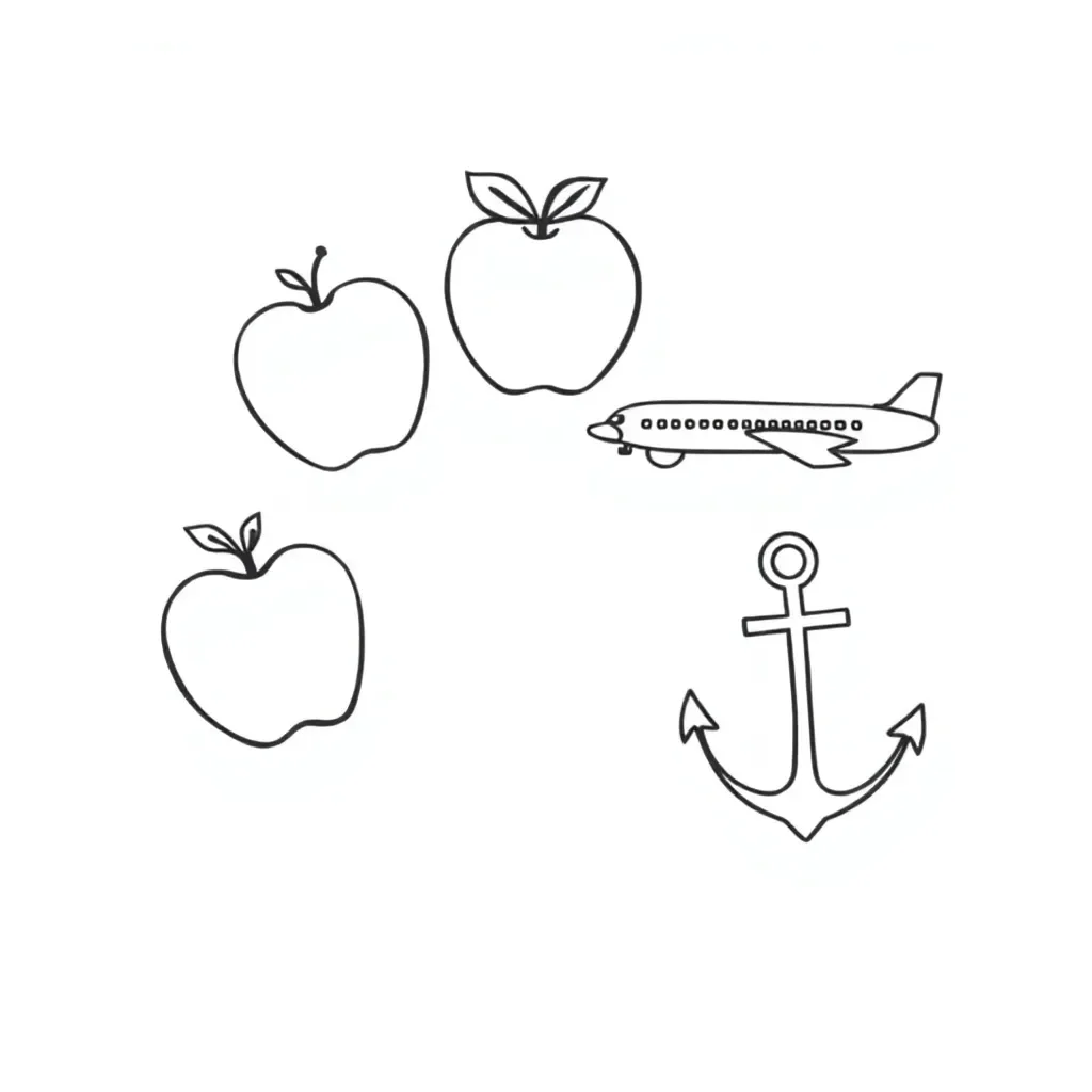 Letter A with apple illustration