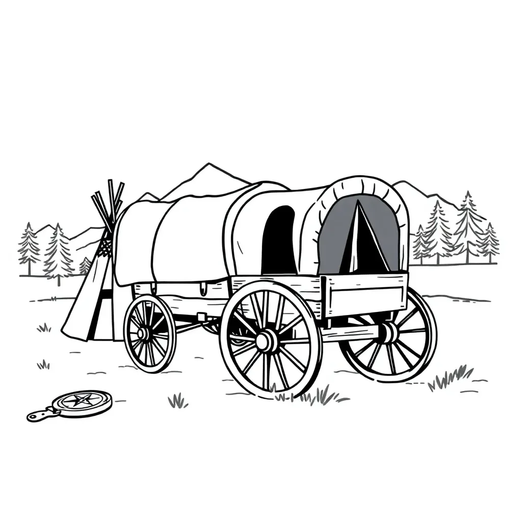 Colonial American settlement illustration