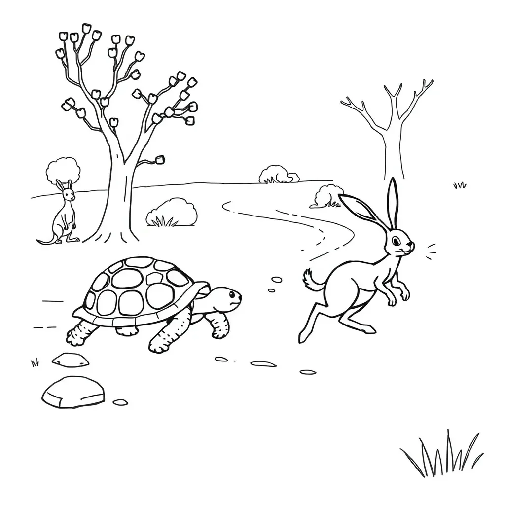 Tortoise and hare racing illustration