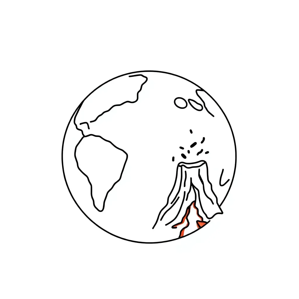 Earth layers and volcano illustration