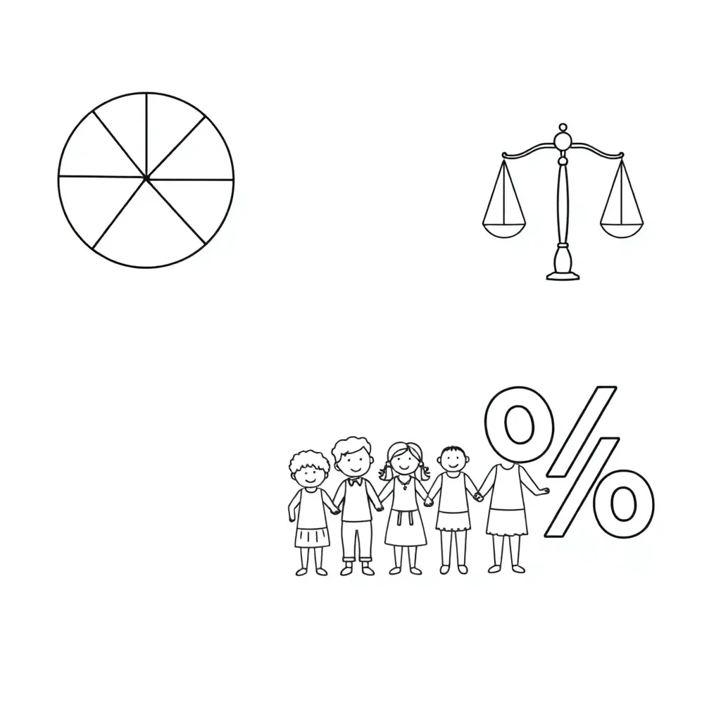 Percentage symbols and mathematical conversion illustrations