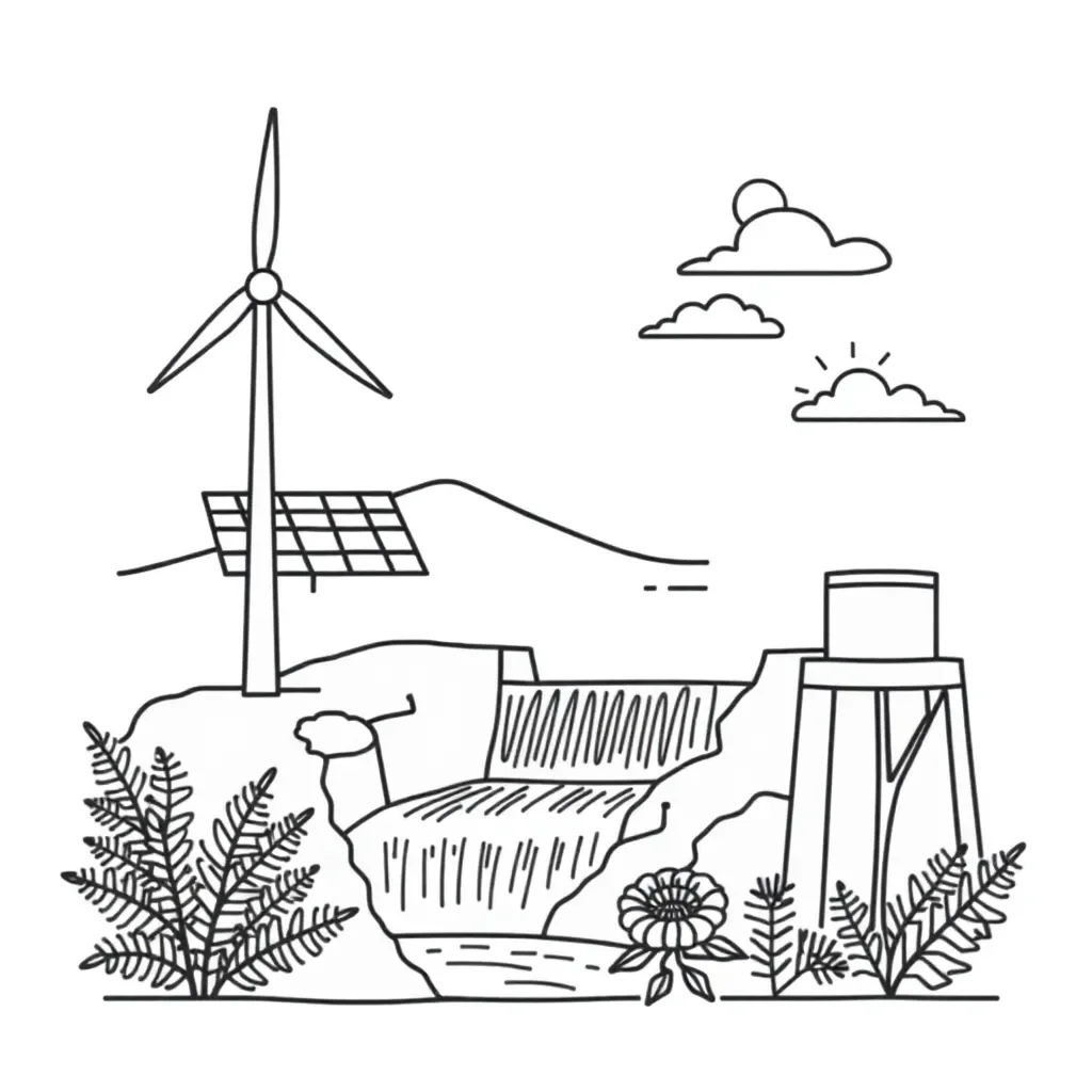Renewable energy sources illustration