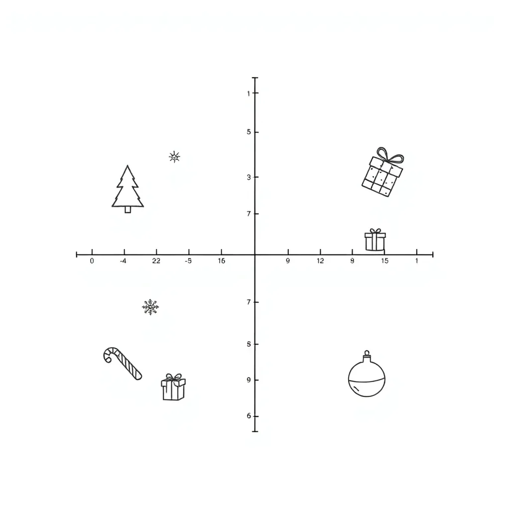 Holiday coordinate plane with festive decorations