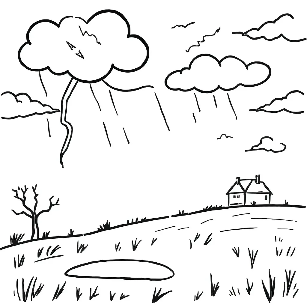 Storm clouds and lightning illustration