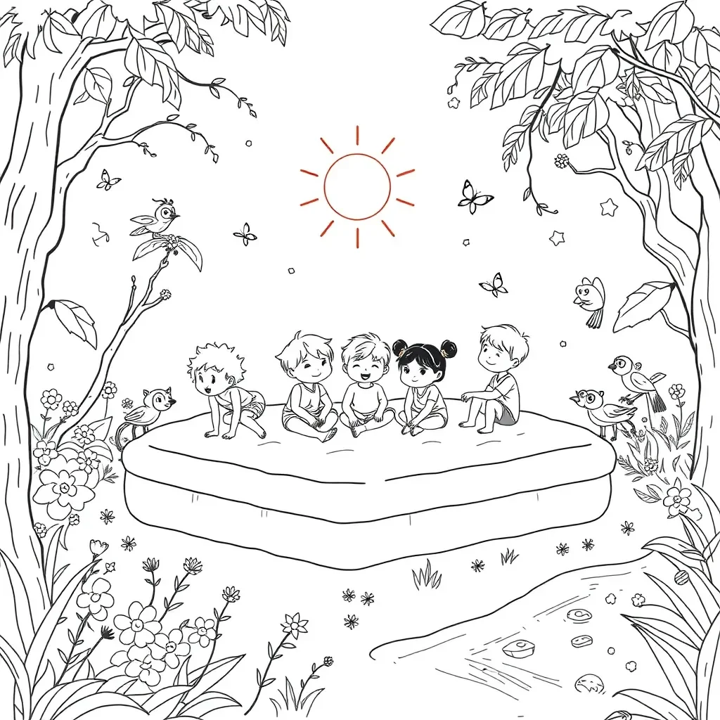 Children playing on a jungle gym in a sunny park