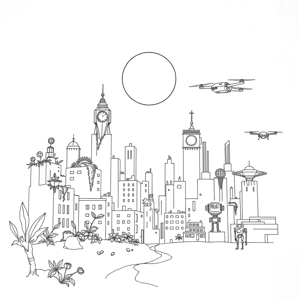 Dystopian world illustration