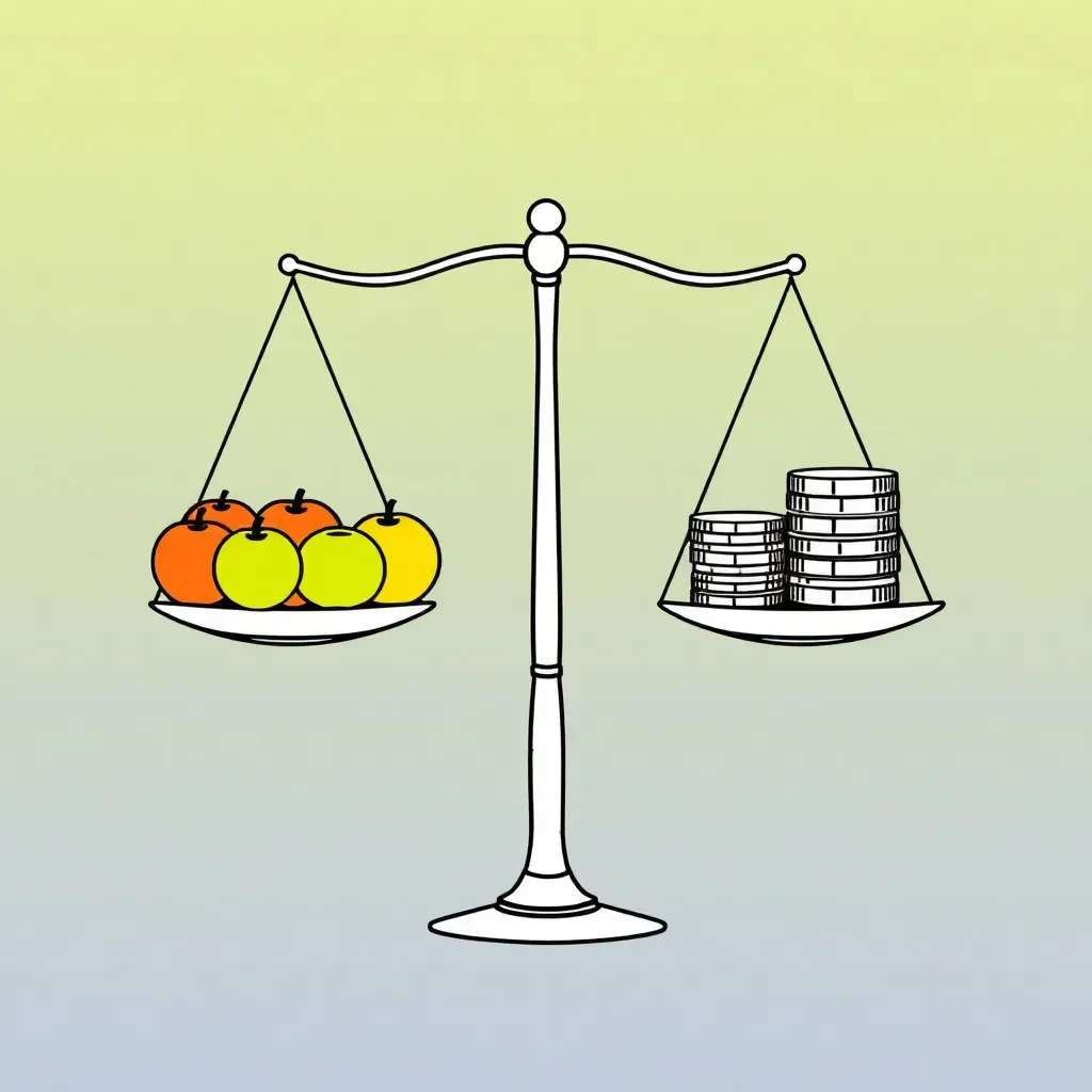 Calculator and shopping items illustration