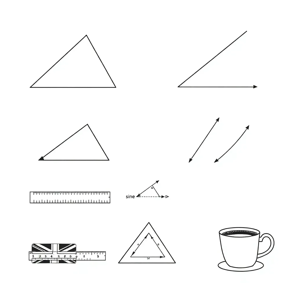 Right-angled triangle with SOH-COH-TOA labels