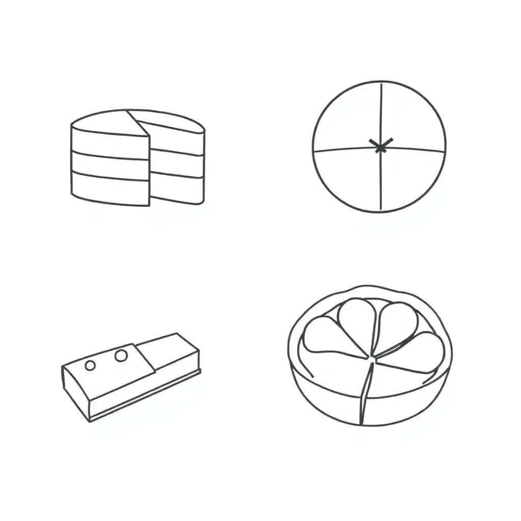 Fraction symbols and pie charts