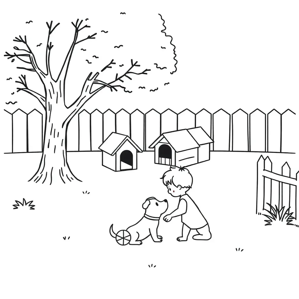 Child reading with a pet dog