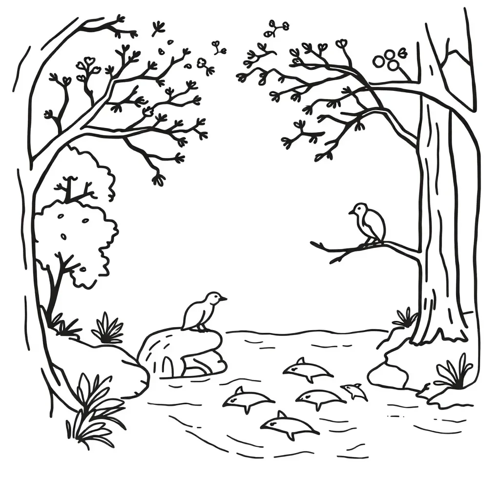 New Zealand aquatic habitats illustration