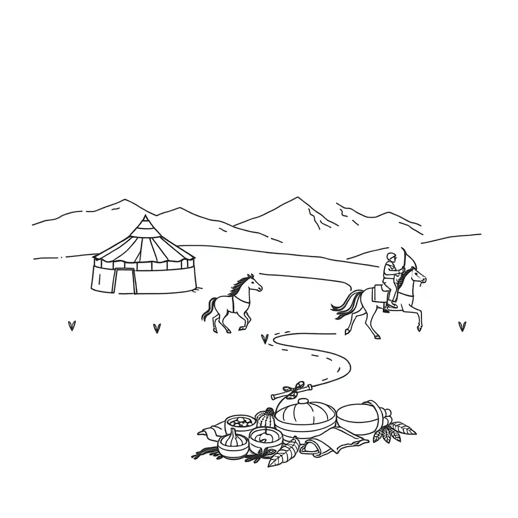 Mongol warriors on horseback