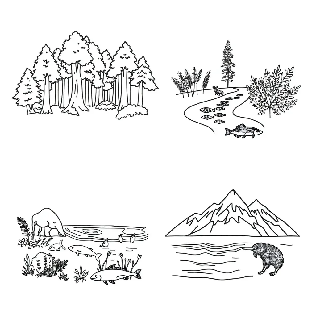 New Zealand native species in different ecosystems