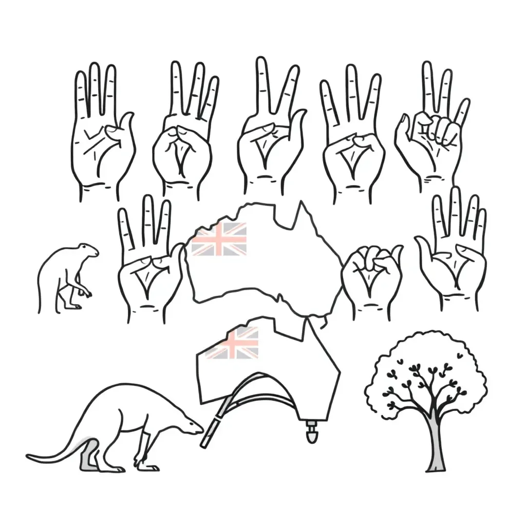 Auslan hand signs illustration