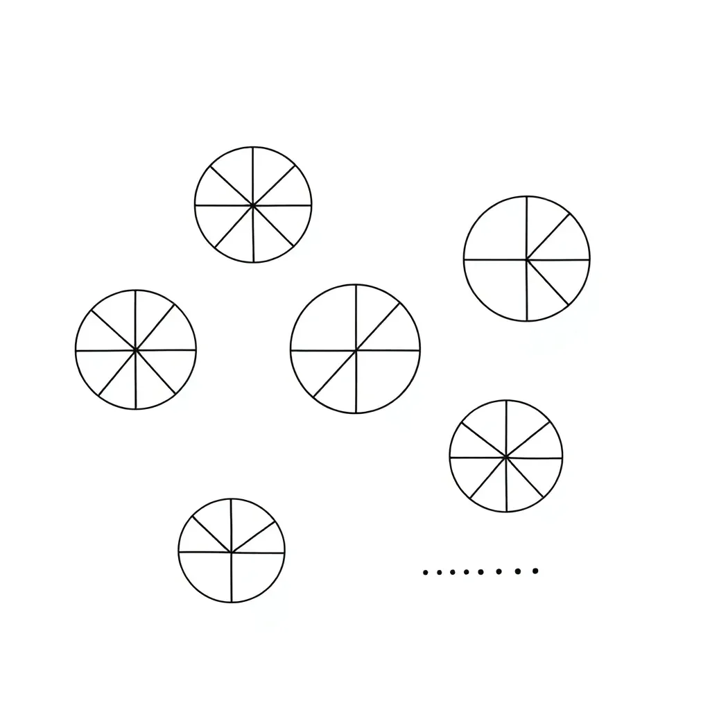 Mathematical symbols and fractions illustration