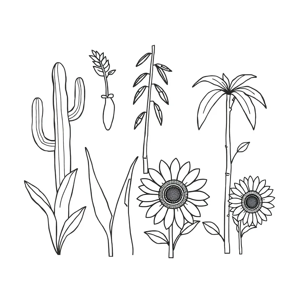 Colourful plants and flowers illustration